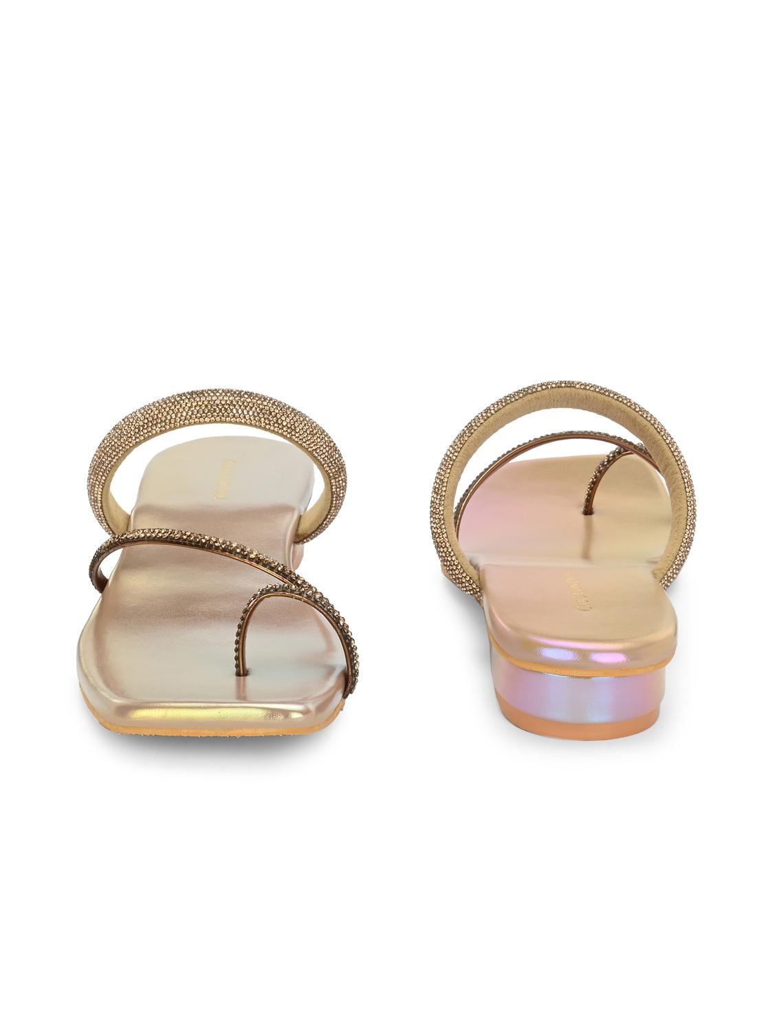 women gold slip on sandal - 21950251 - Standard Image - 5