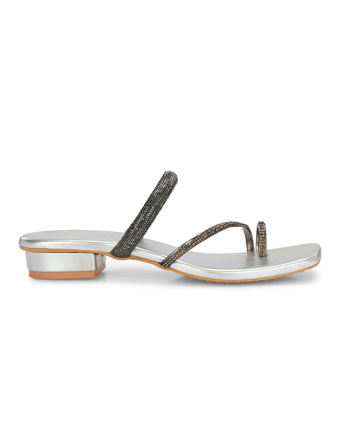 women silver slip on sandal - 21950252 - Standard Image - 3