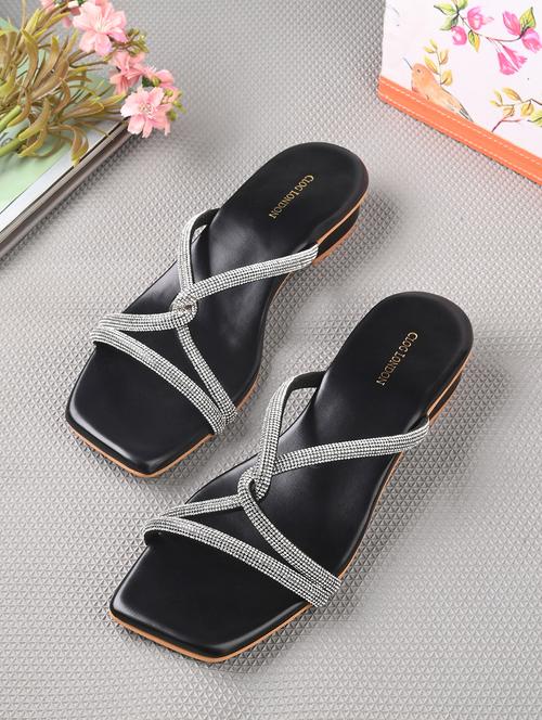 women black slip on sandal - 21950253 - Standard Image - 0