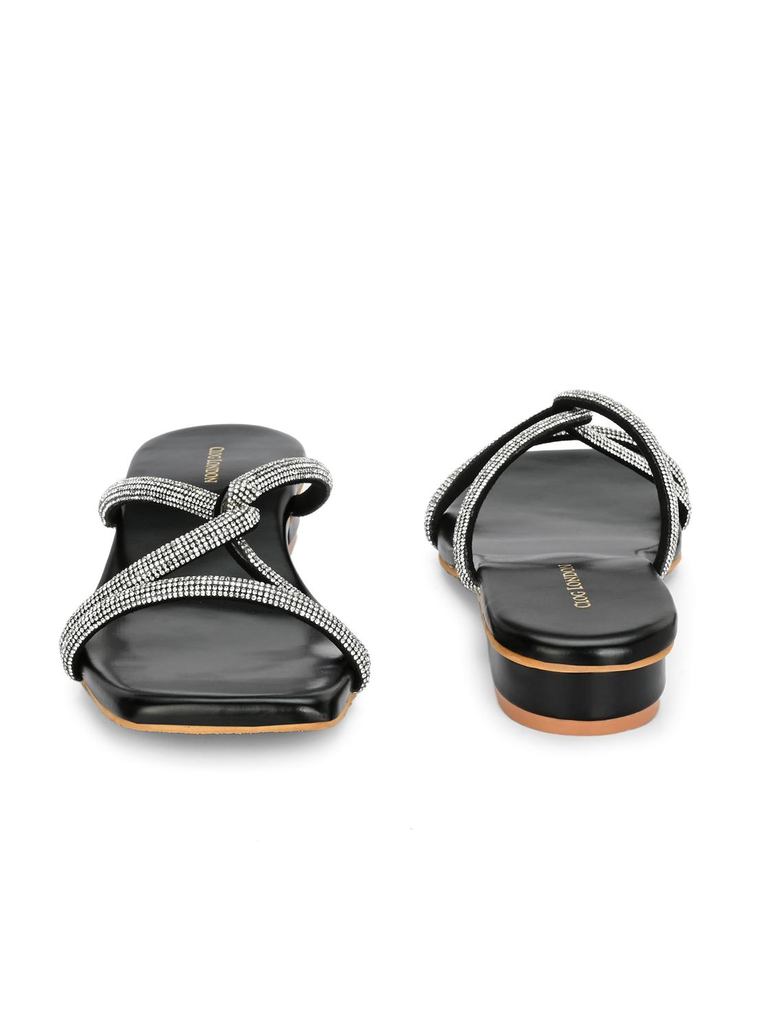 women black slip on sandal - 21950253 - Standard Image - 5