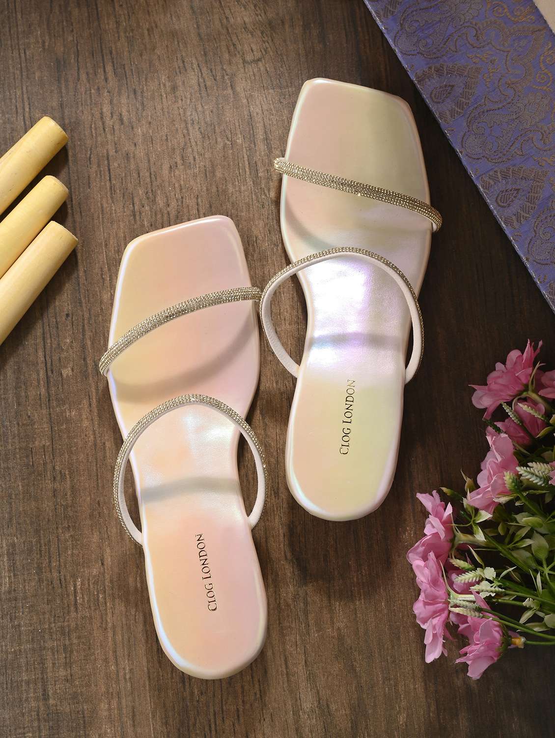 women white slip on sandal