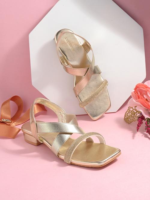 women gold back strap sandal - 21950261 - Standard Image - 0