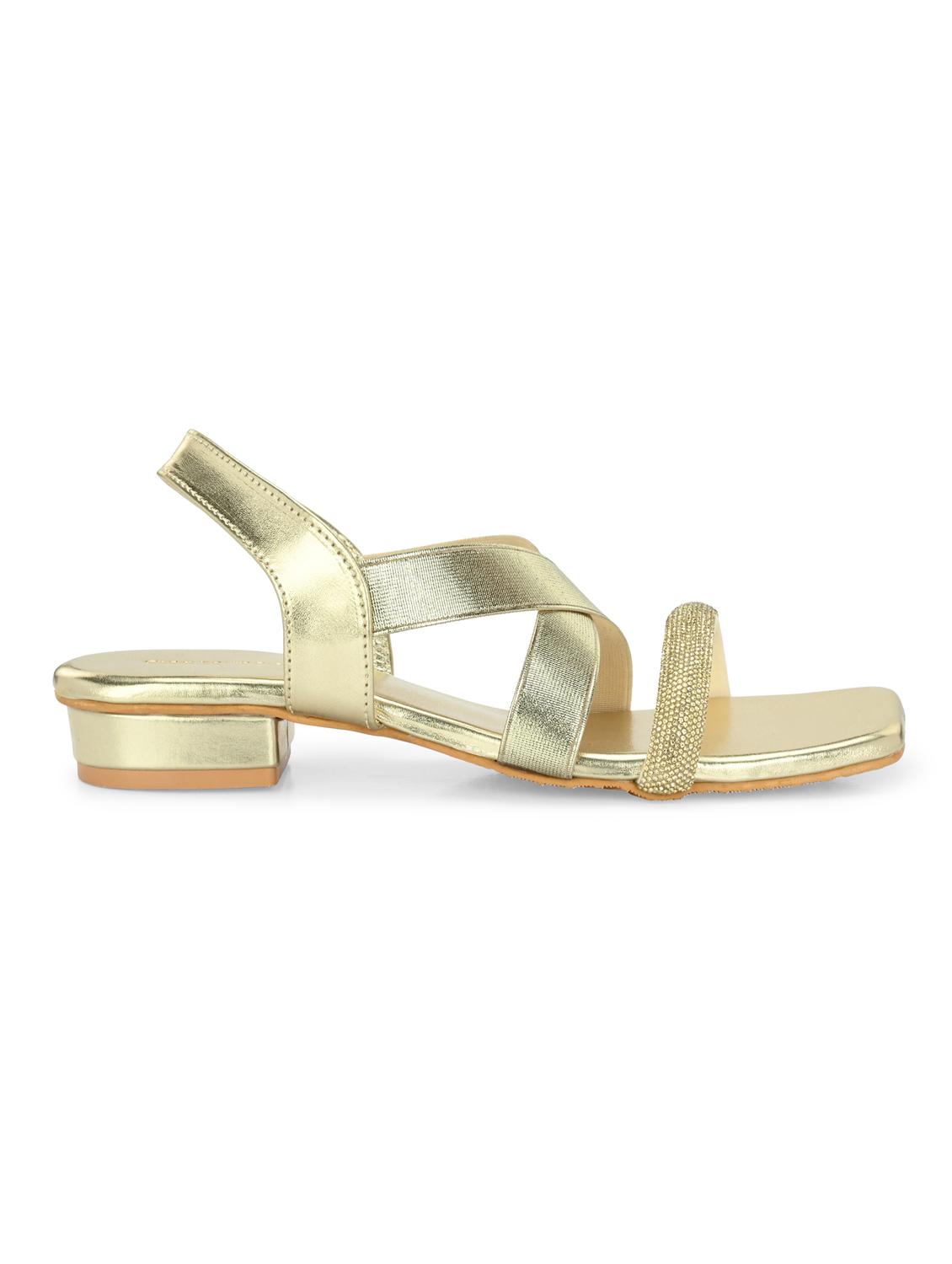 women gold back strap sandal - 21950261 - Standard Image - 3