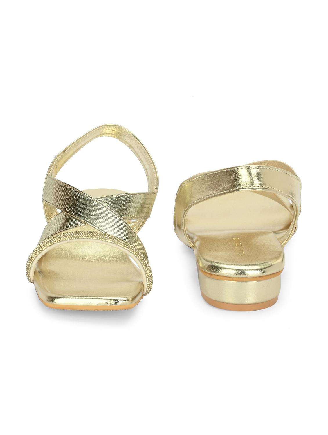 women gold back strap sandal - 21950261 - Standard Image - 5