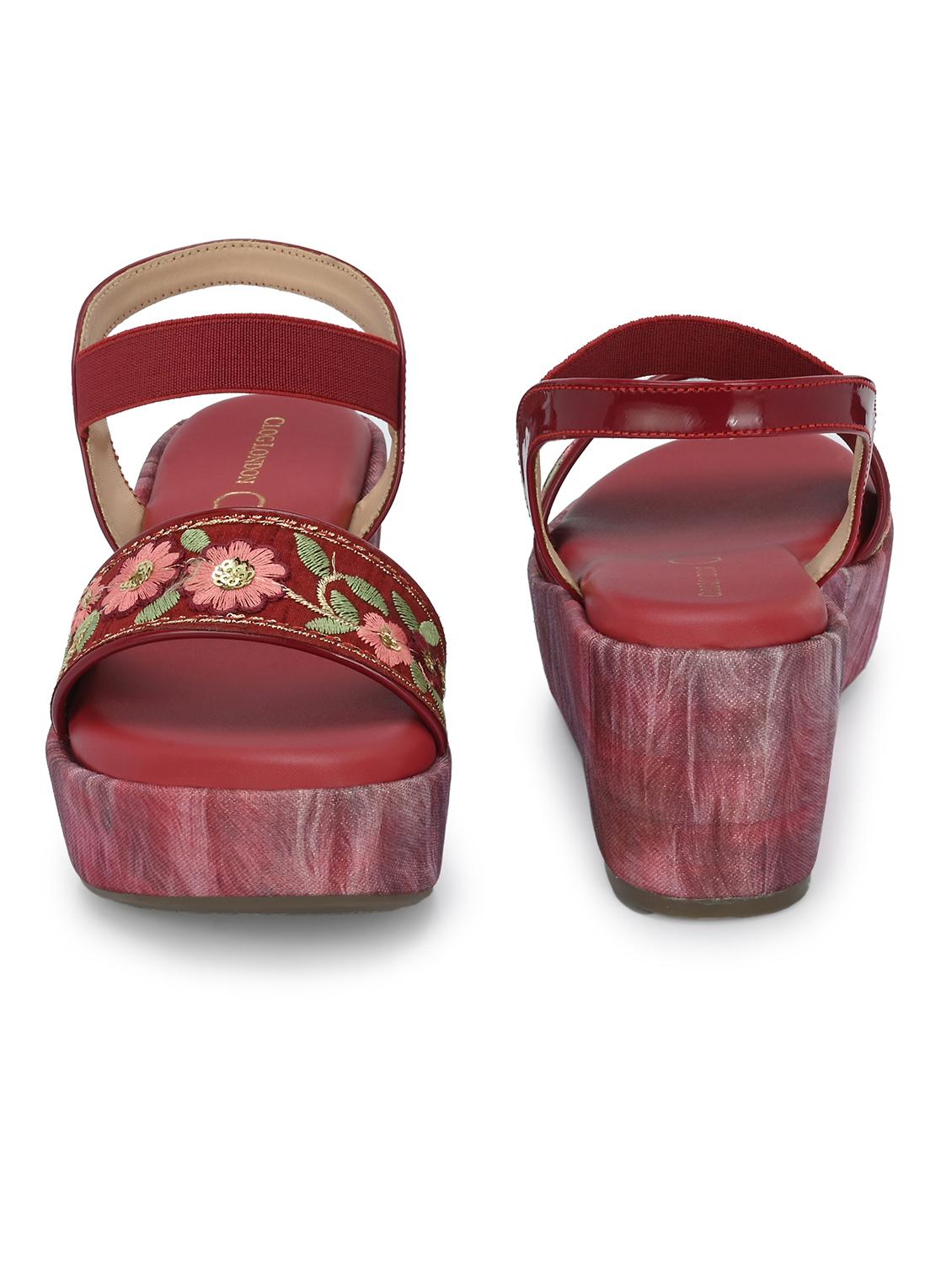 women embroidered back strap wedge - 21950269 - Standard Image - 5