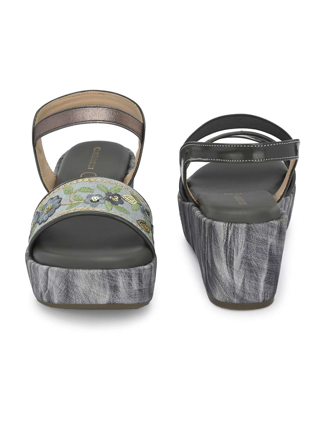 women embroidered back strap wedge - 21950270 -  Standard Image - 5