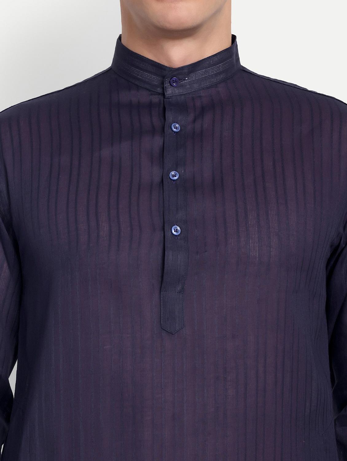 men mandarin neck kurta with trousers ethnic wear set - 21950291 - Standard Image - 5