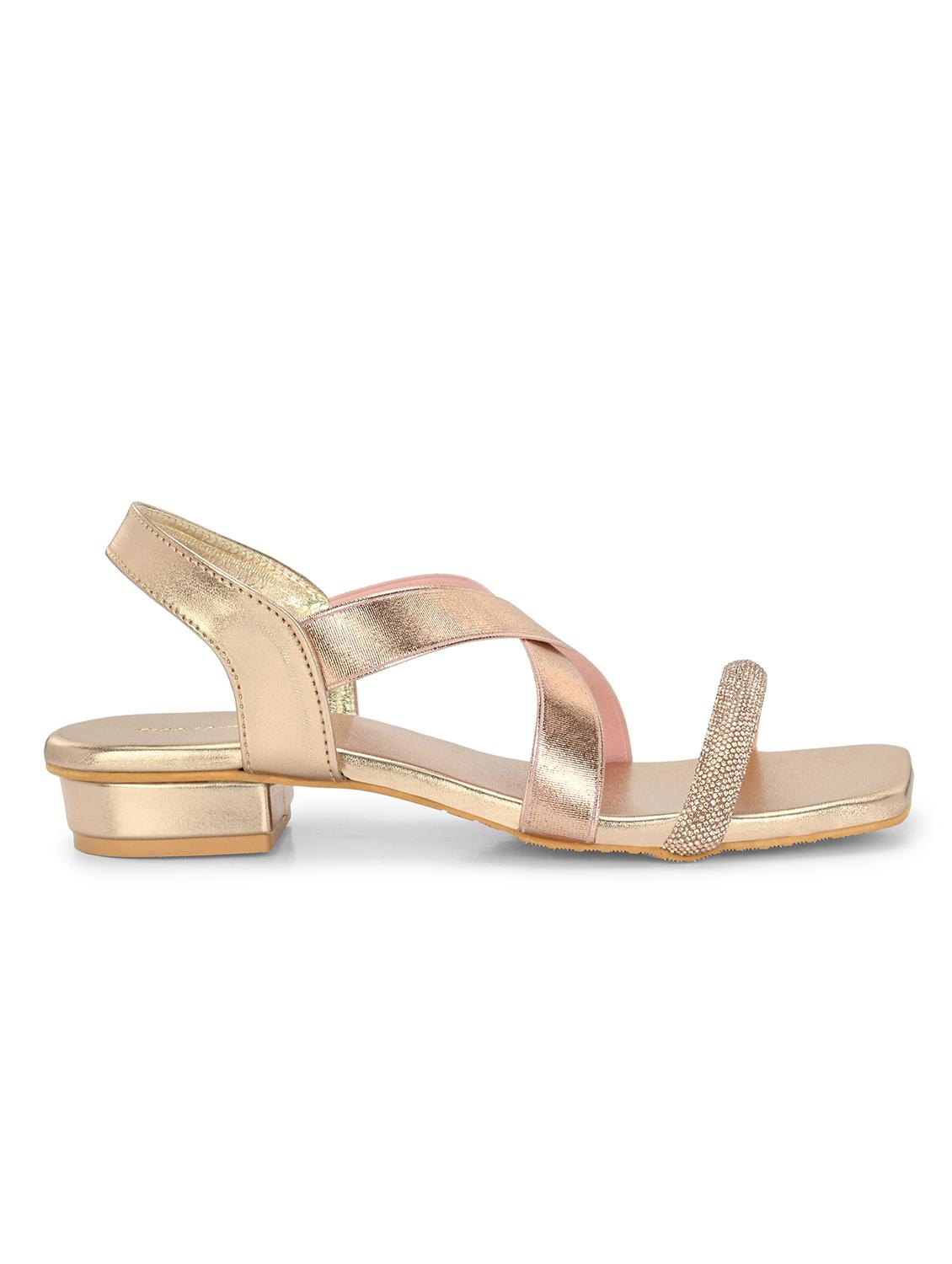 women gold back strap sandal - 21950294 - Standard Image - 3