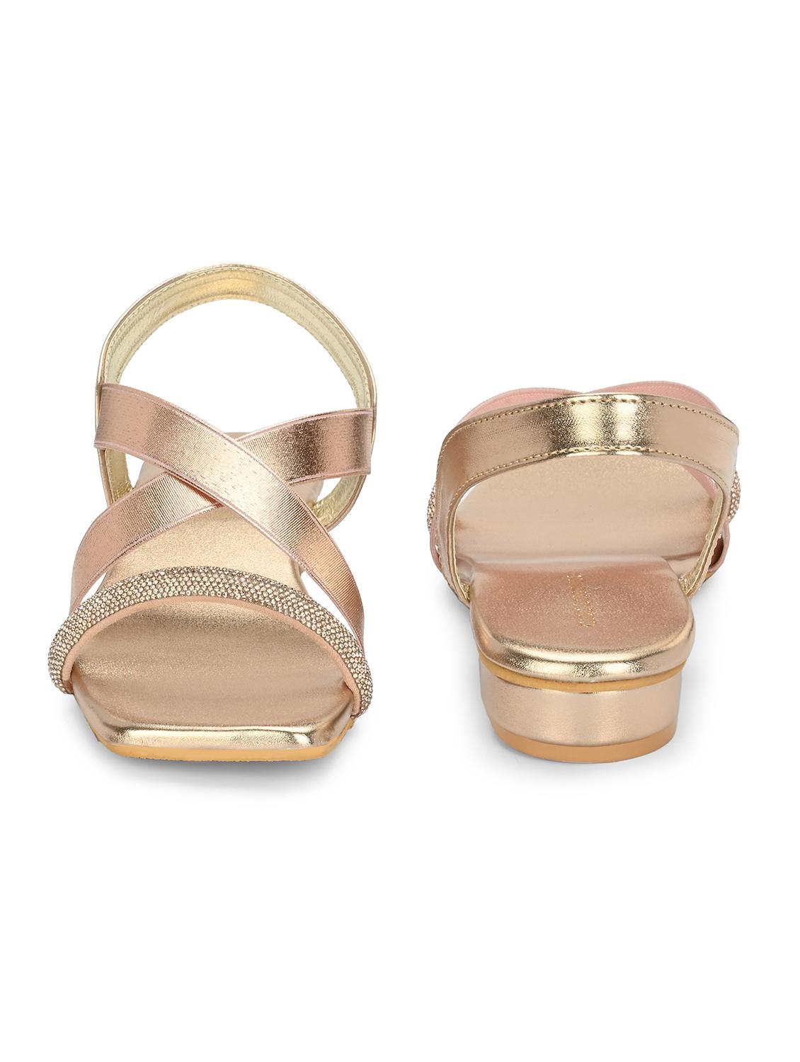 women gold back strap sandal - 21950294 - Standard Image - 5