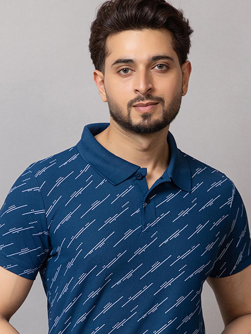 men printed short sleeve regular fit polo t-shirt