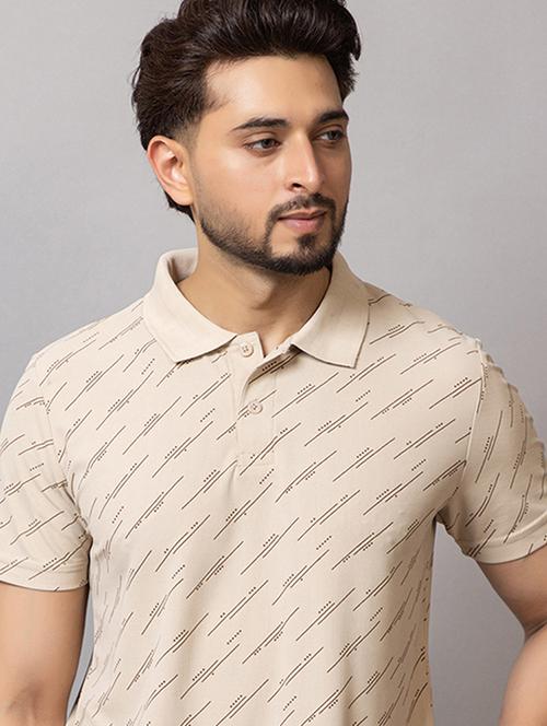 men printed short sleeve regular fit polo t-shirt - 21950319 -  Standard Image - 0