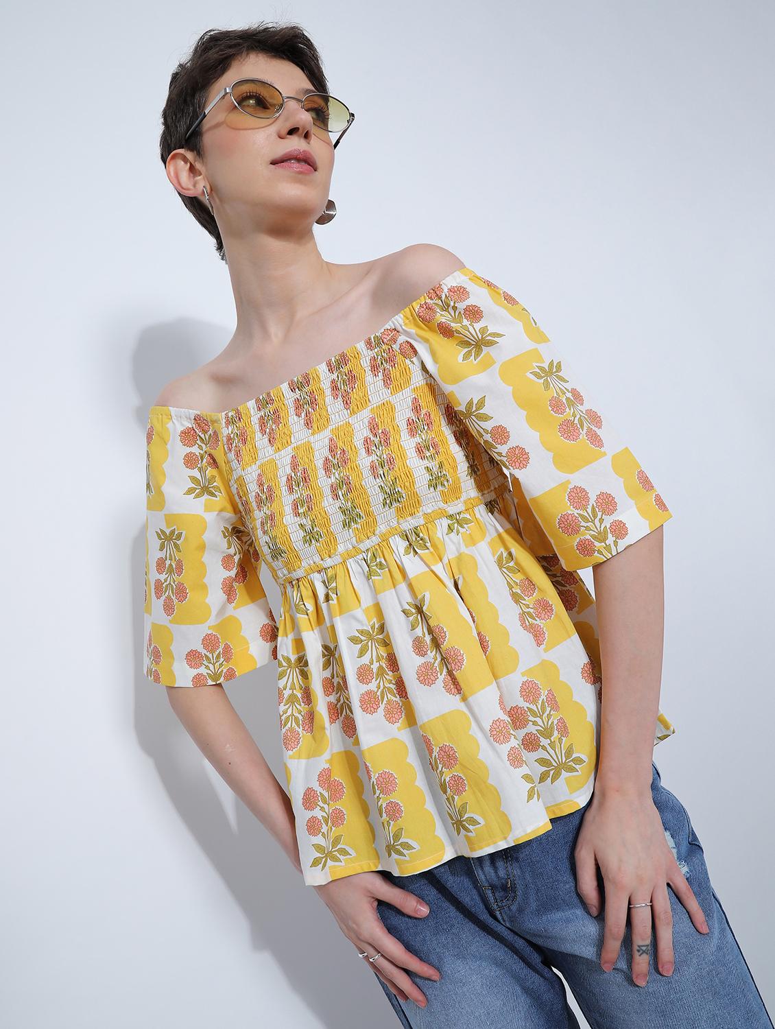 yellow poplin top - 21951055 - Zoom Image - 0