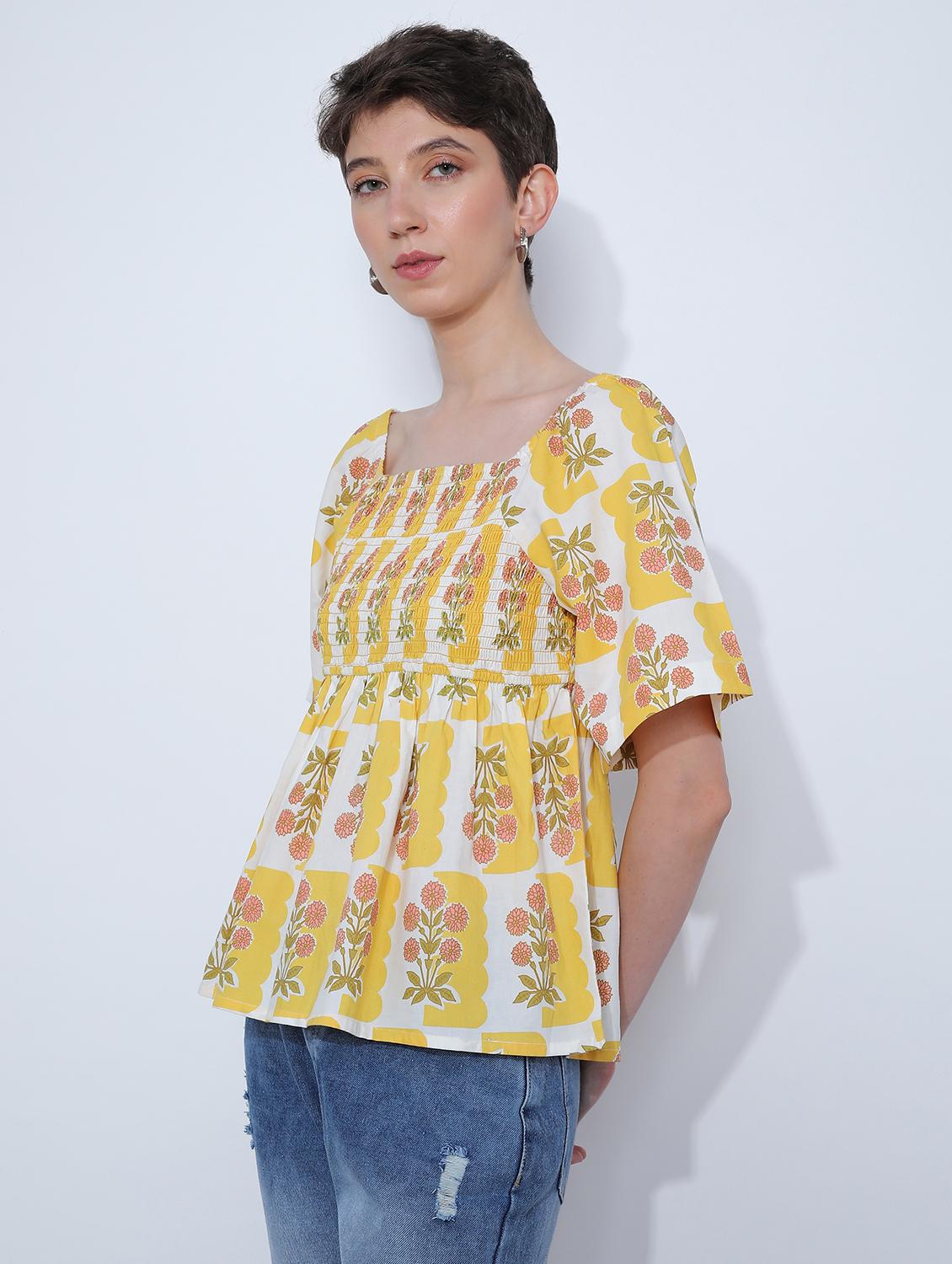 yellow poplin top - 21951055 - Standard Image - 3