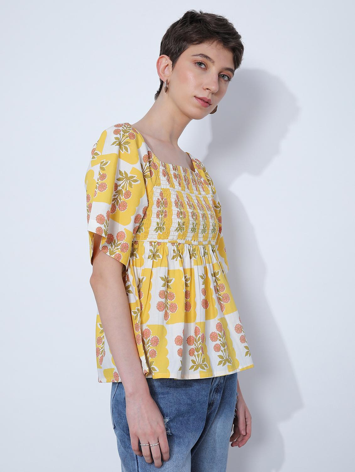 yellow poplin top - 21951055 - Standard Image - 5