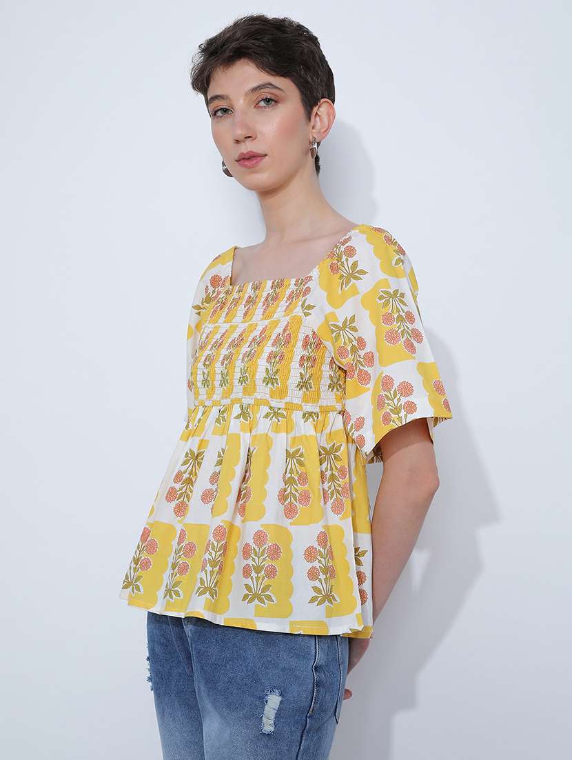 women printed off shoulder regular fit top - 21951055 -  Standard Image - 5