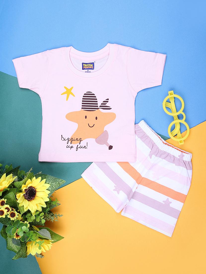 kids printed t-shirt and shorts co-ord set - 21951119 - Zoom Image - 0