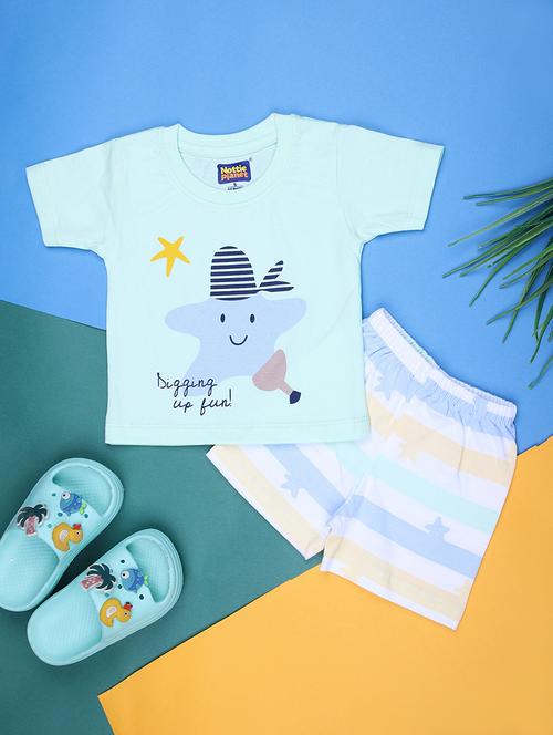 kids printed t-shirt and shorts co-ord set - 21951120 - Standard Image - 0