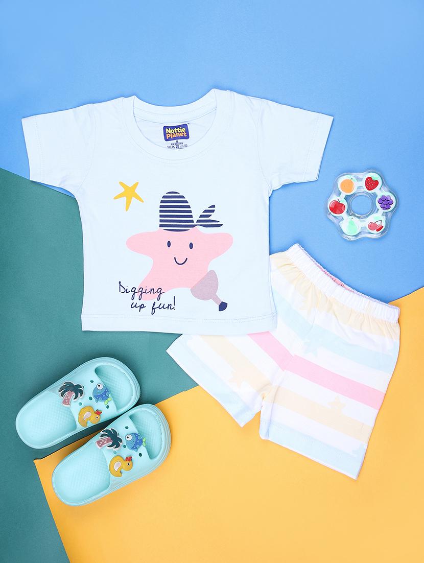 kids printed t-shirt and shorts co-ord set - 21951121 - Zoom Image - 0