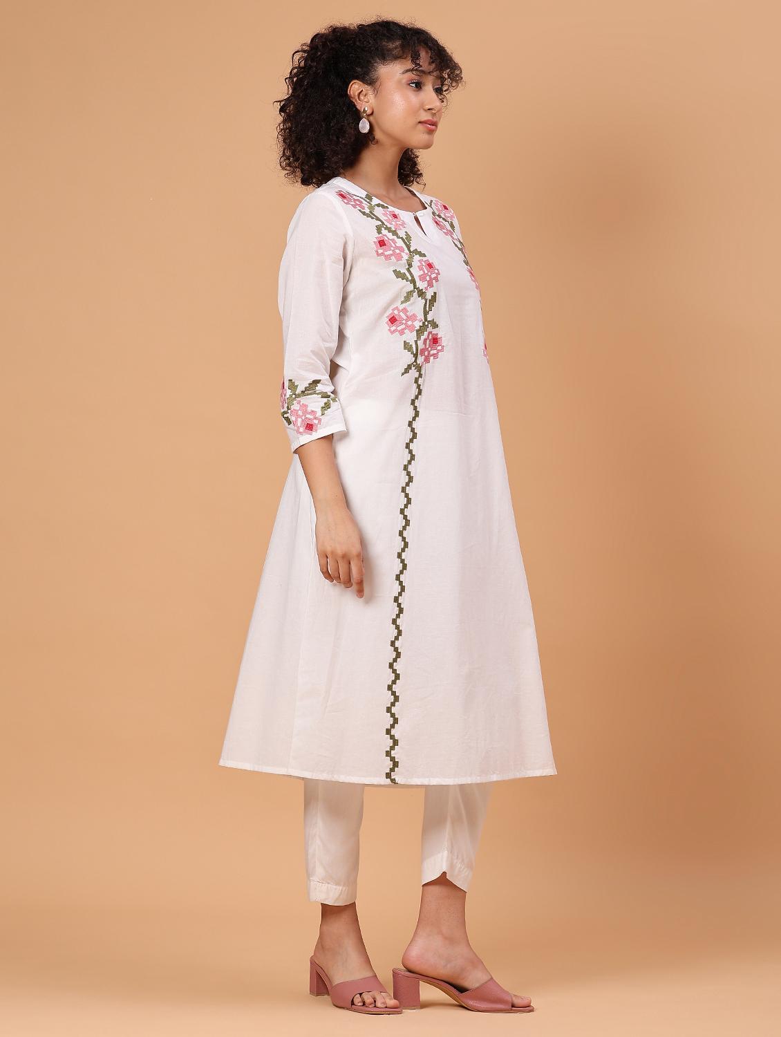 off white cambric kurta - 21951131 - Standard Image - 3