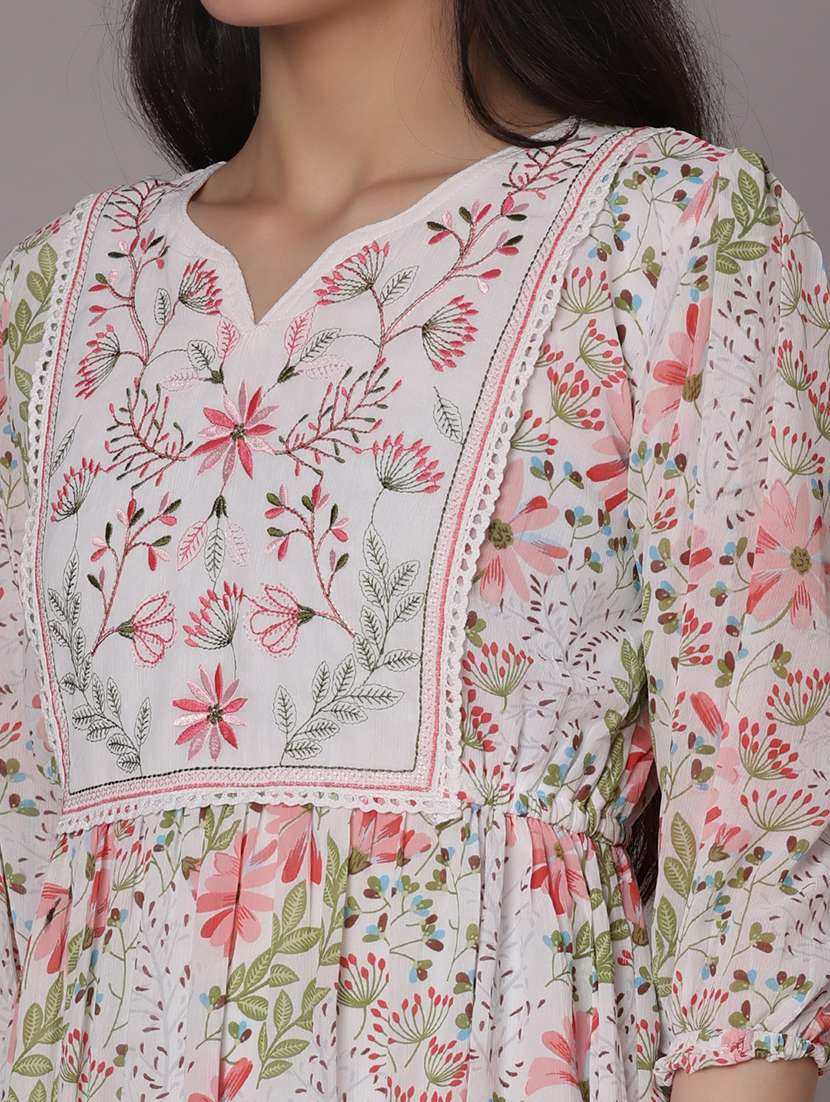 women floral three quarter sleeve tiered ethnic dress - 21951149 - Standard Image - 5