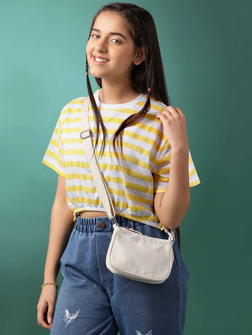 girls striped short sleeve crop top