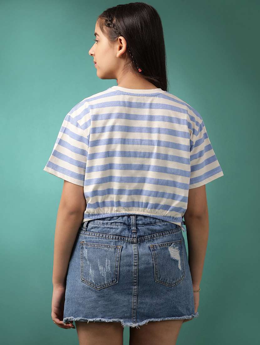 girls striped short sleeve crop top - 21951160 -  Standard Image - 3