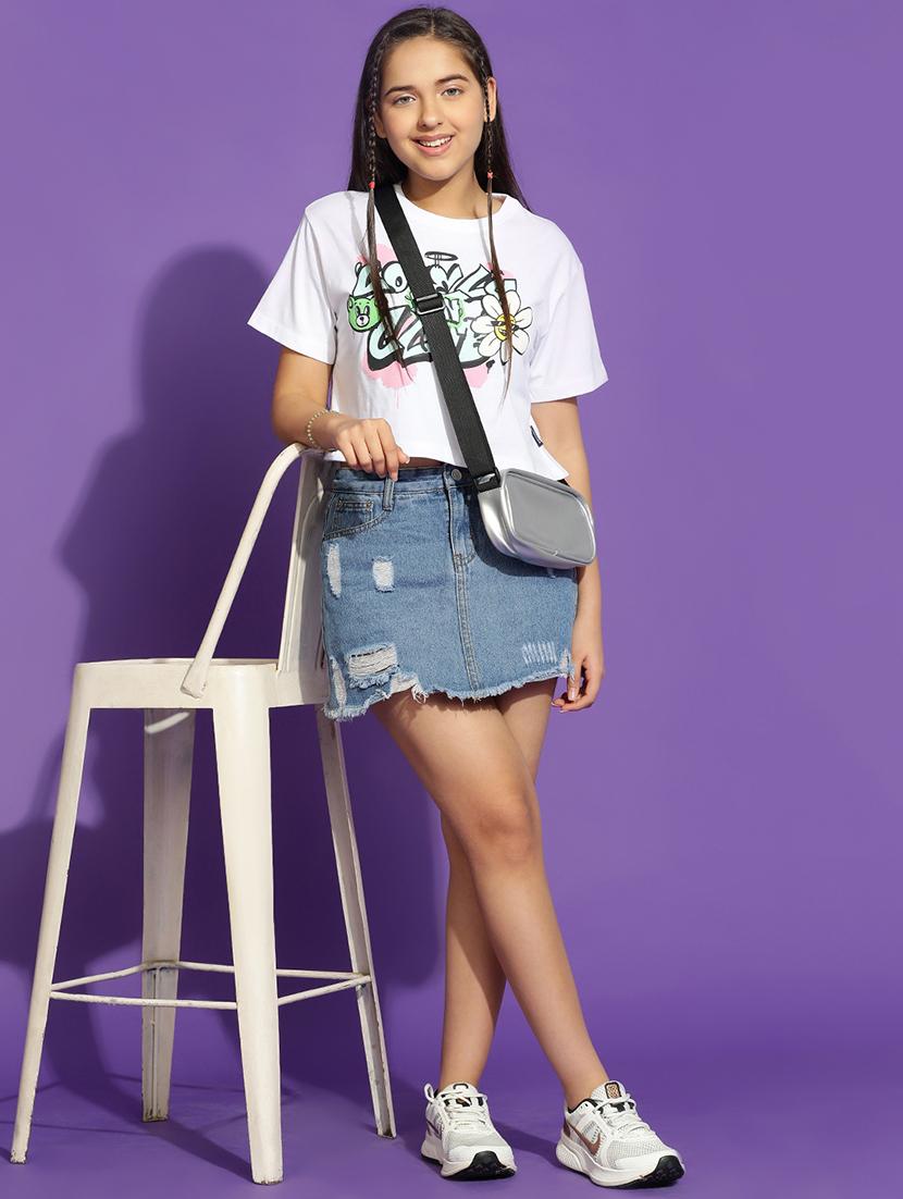 girls printed short sleeve crop tee - 21951167 - Standard Image - 5