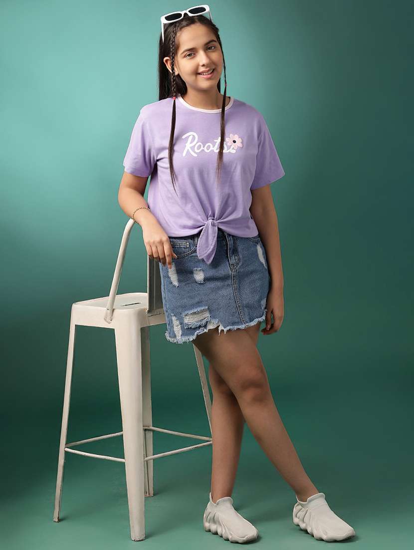 girls printed short sleeve crop tee