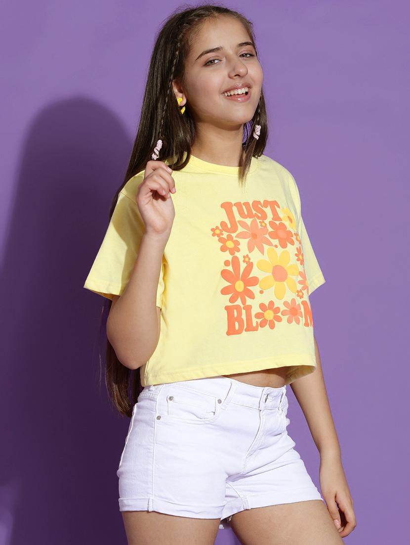 girls printed short sleeve crop tee - 21951175 - Standard Image - 3