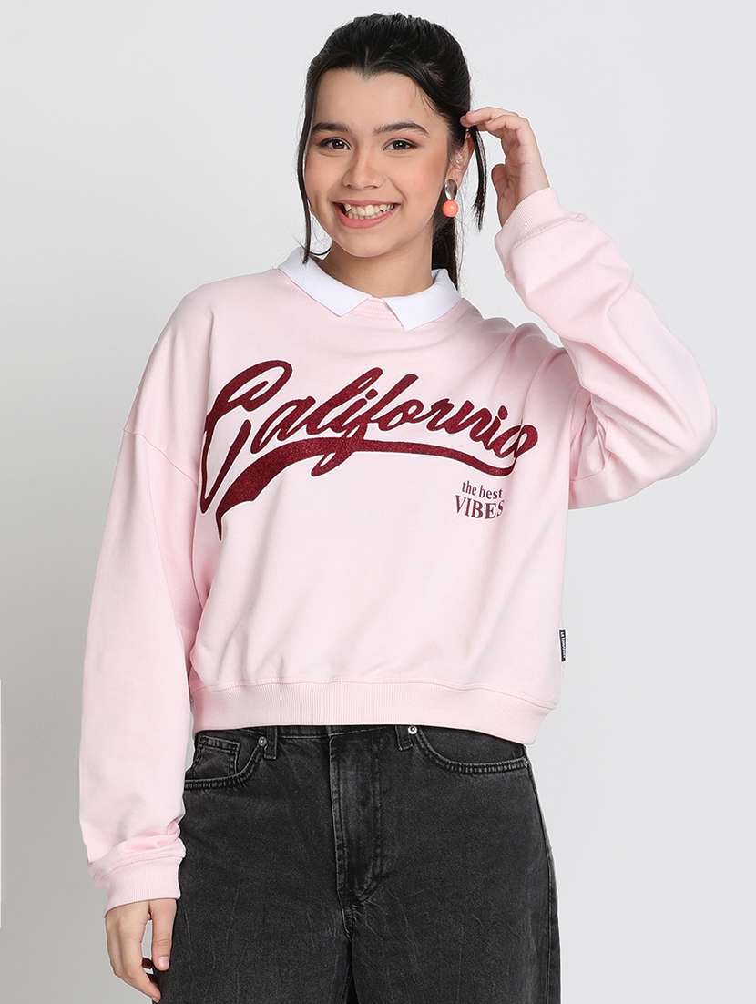 girls typographic print long sleev sweatshirt