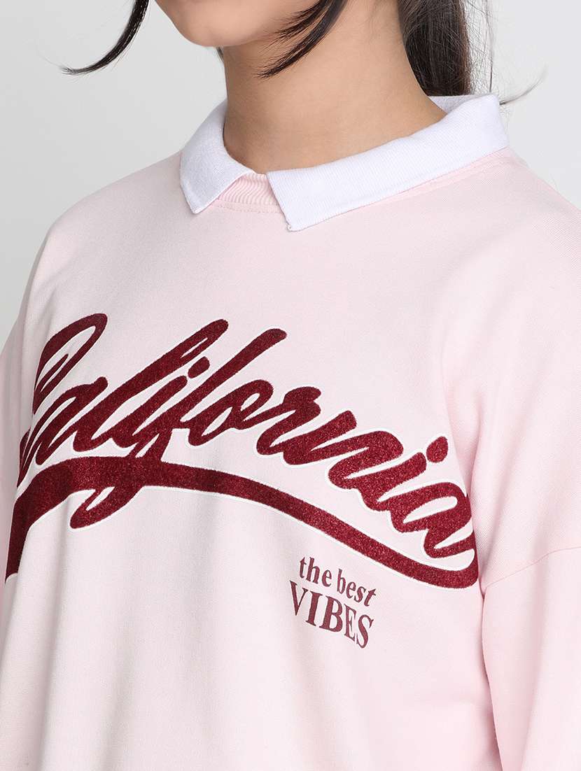 girls typographic print long sleev sweatshirt - 21951185 -  Standard Image - 5