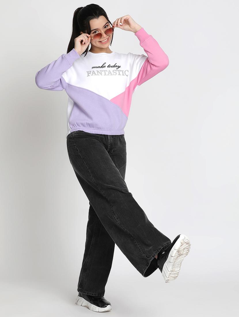 girls color blocked long sleeve sweatshirt - 21951186 - Zoom Image - 0