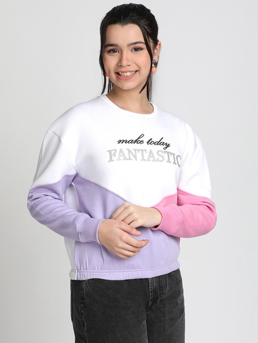 girls color blocked long sleeve sweatshirt - 21951186 - Standard Image - 3