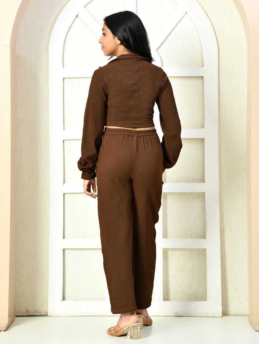 girls solid top and trouser co-ord set - 21951198 - Standard Image - 3