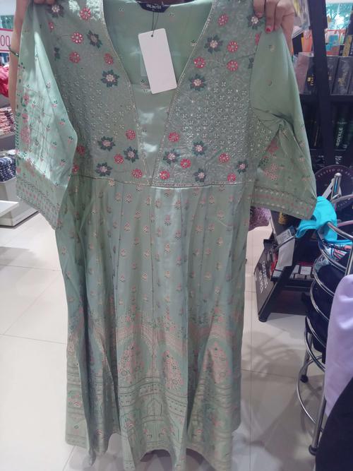 light green poly viscose kurta - 21951376 - Standard Image - 0