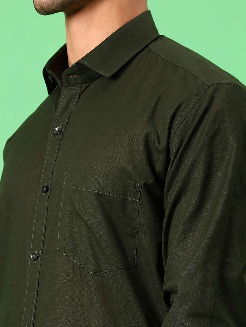 men solid collared long sleeve formal shirt - 21951400 -  Standard Image - 5