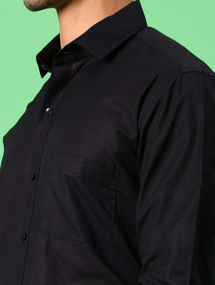 men solid collared long sleeve formal shirt - 21951421 -  Standard Image - 5