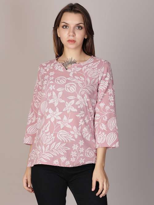 women printed three quarter sleeve straight kurti - 21951464 - Standard Image - 0