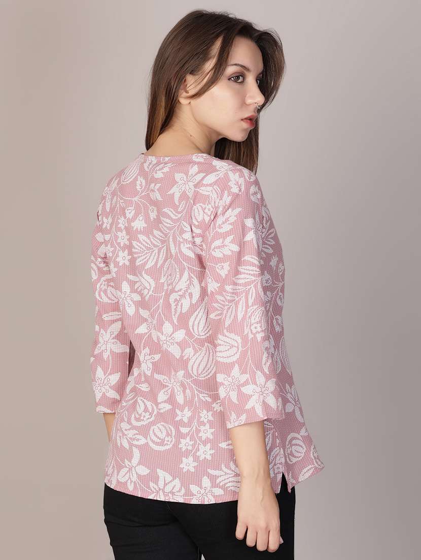 women printed three quarter sleeve straight kurti - 21951464 - Standard Image - 3