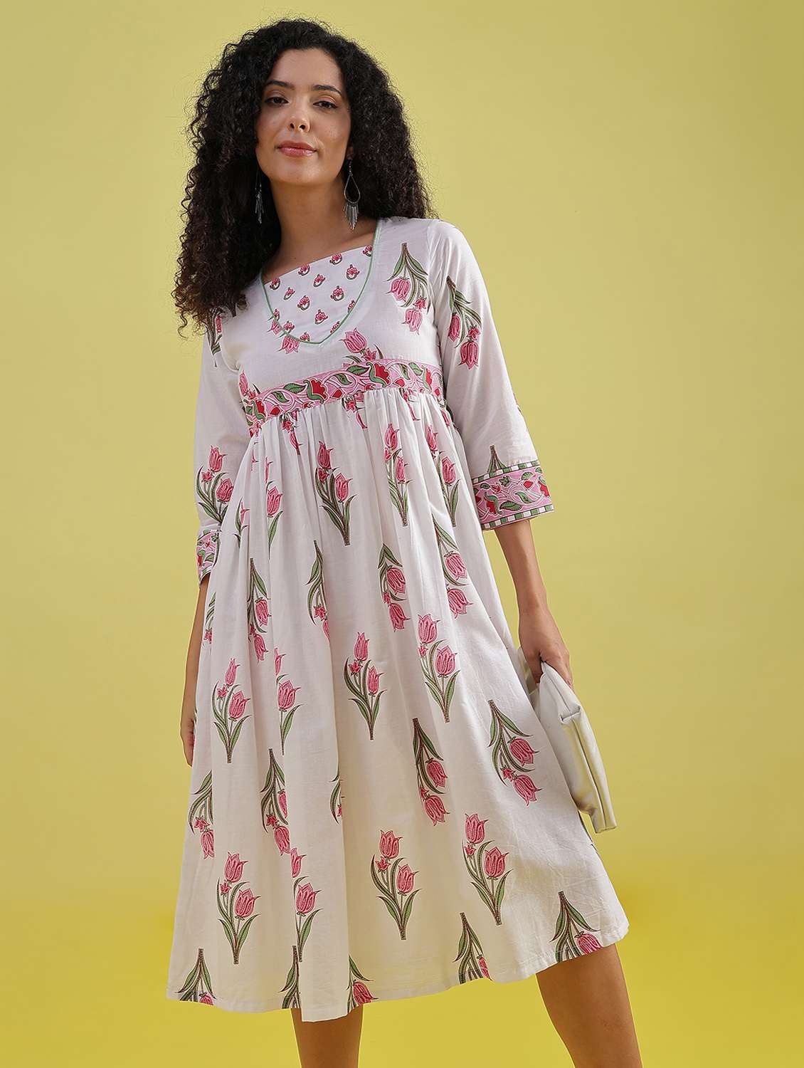 women white printed a-line ethnic dress