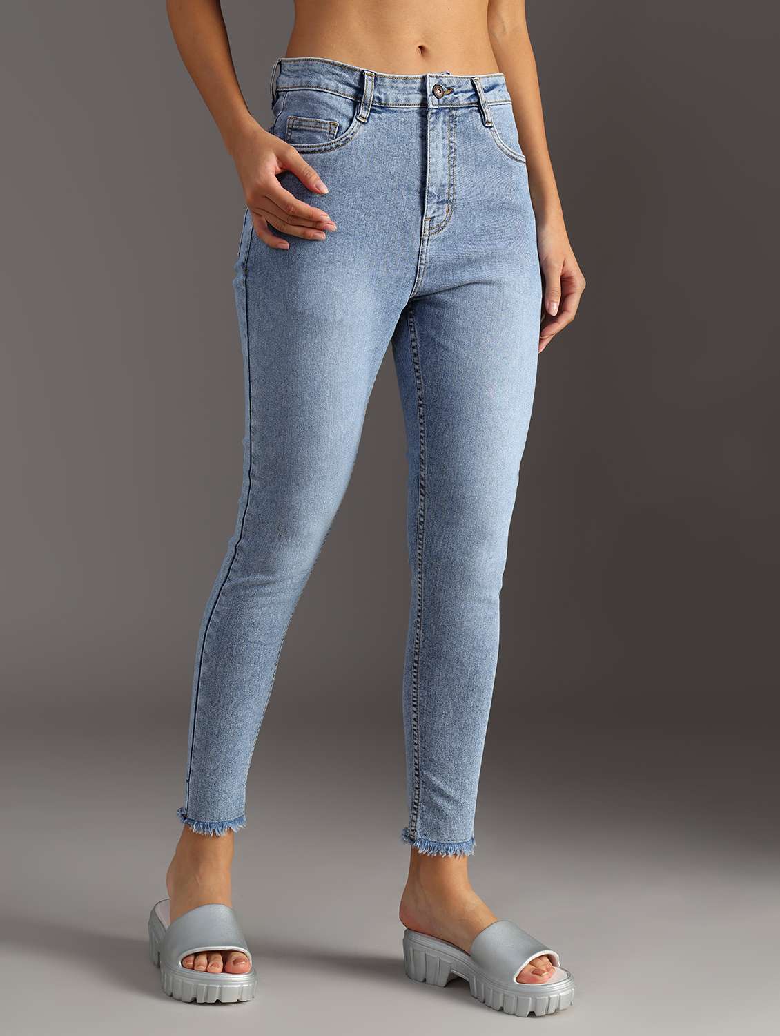 women solid high rise skinny fit jean - 21951470 - Standard Image - 3