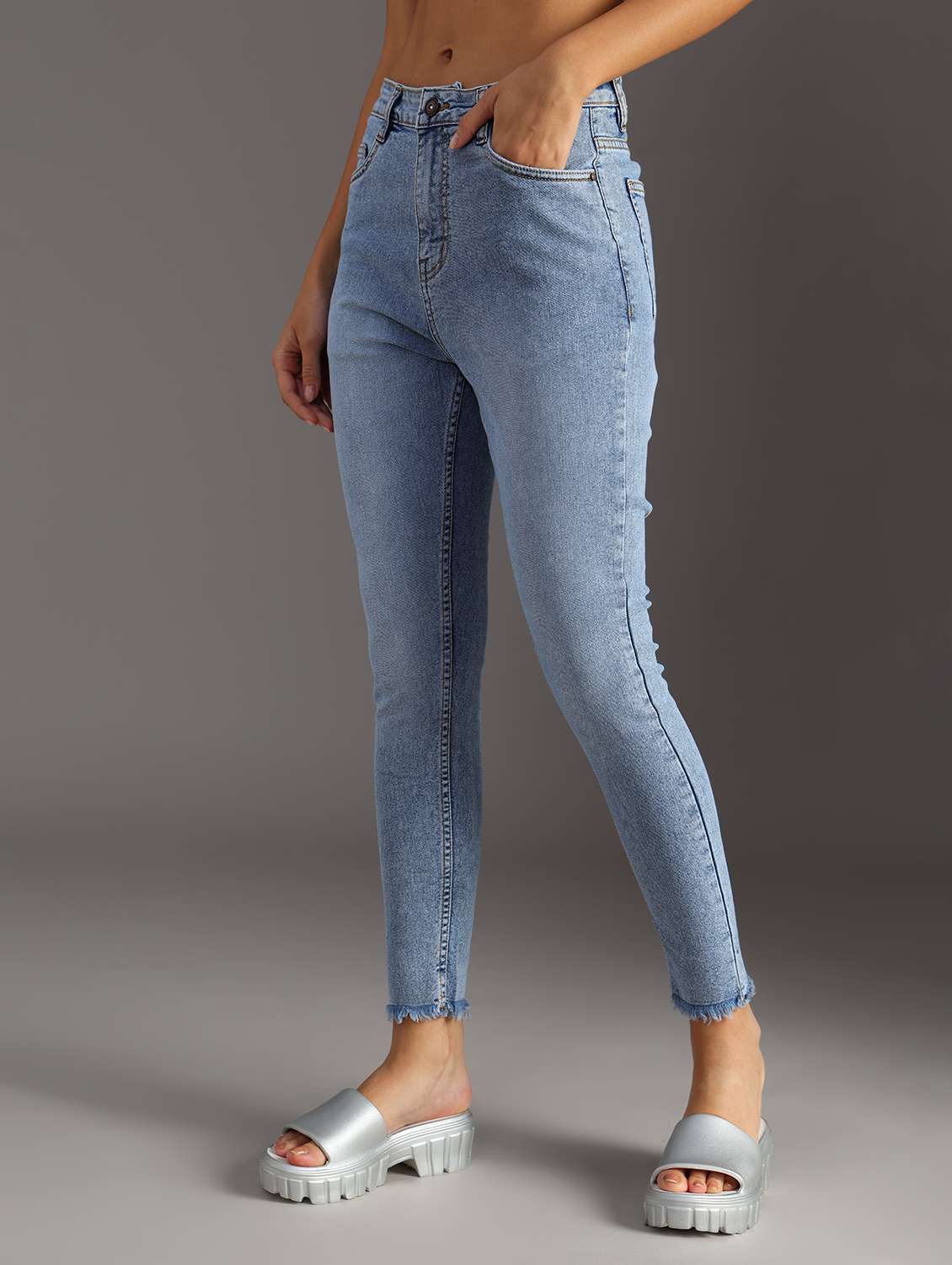 women solid high rise skinny fit jean - 21951470 - Standard Image - 5