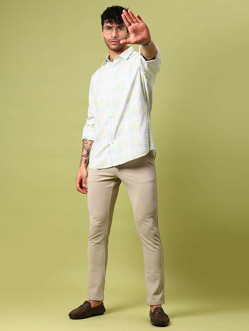 men checkered collared long sleeve casual shirt - 21951477 - Standard Image - 3