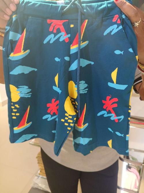 teal cotton single jersey shorts & three fourth - 21951502 -  Standard Image - 0