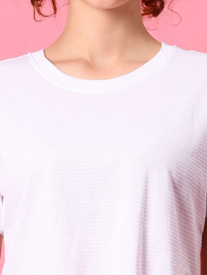 women solid round neck crop t-shirt - 21951503 -  Standard Image - 5