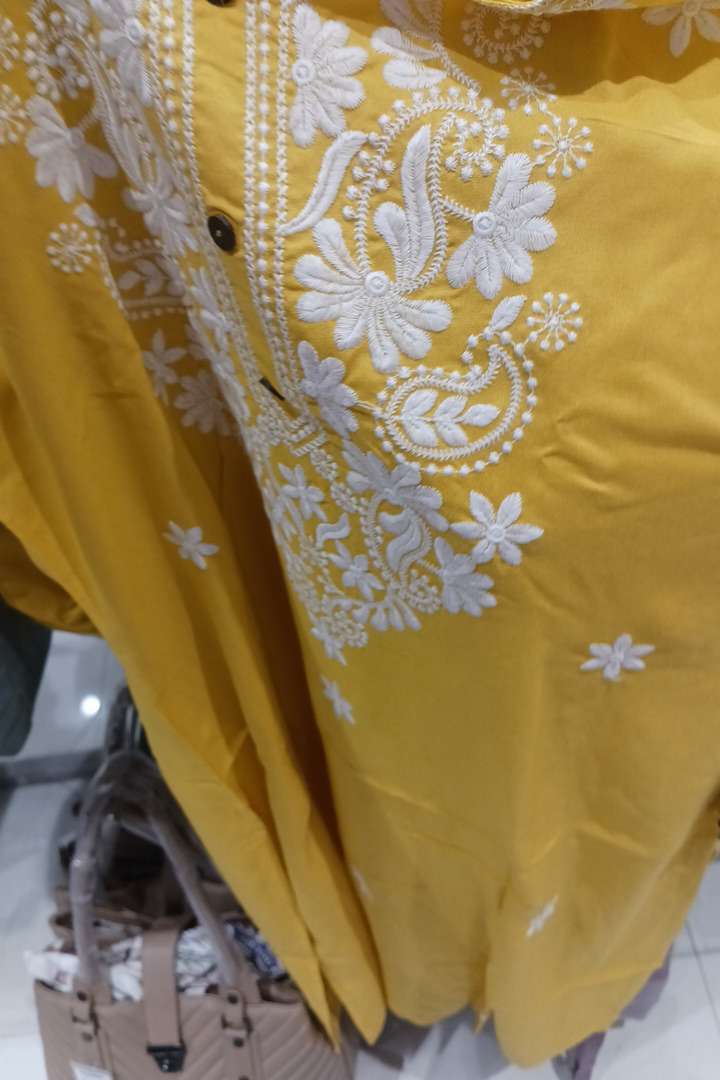 yellow rayon kurta - 21951505 - Zoom Image - 0