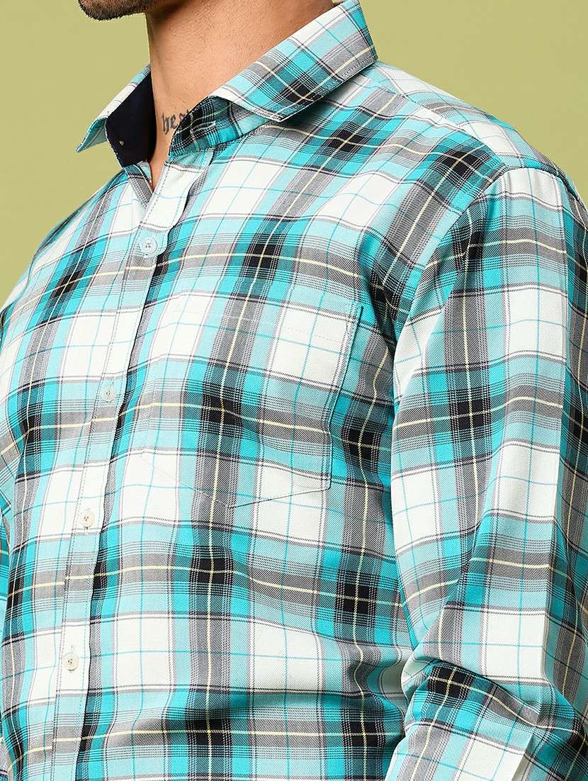 men checkered collared long sleeve formal shirt - 21951542 -  Standard Image - 5