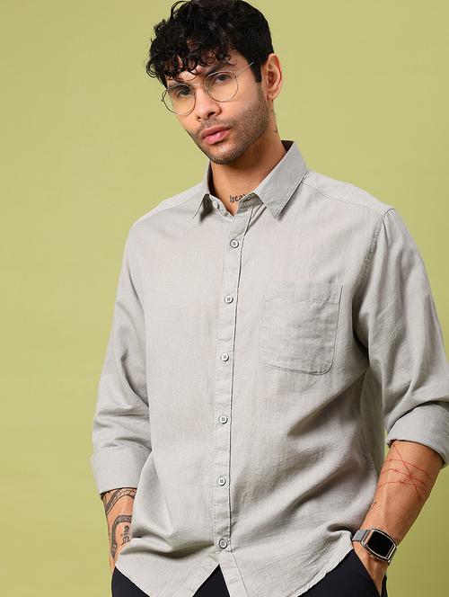 men solid long sleeve regular fit casual shirt - 21951543 - Standard Image - 0