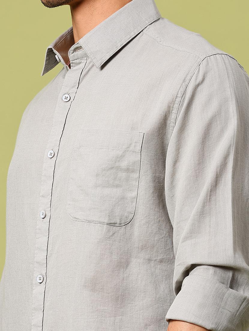 men solid long sleeve regular fit casual shirt - 21951543 - Standard Image - 5