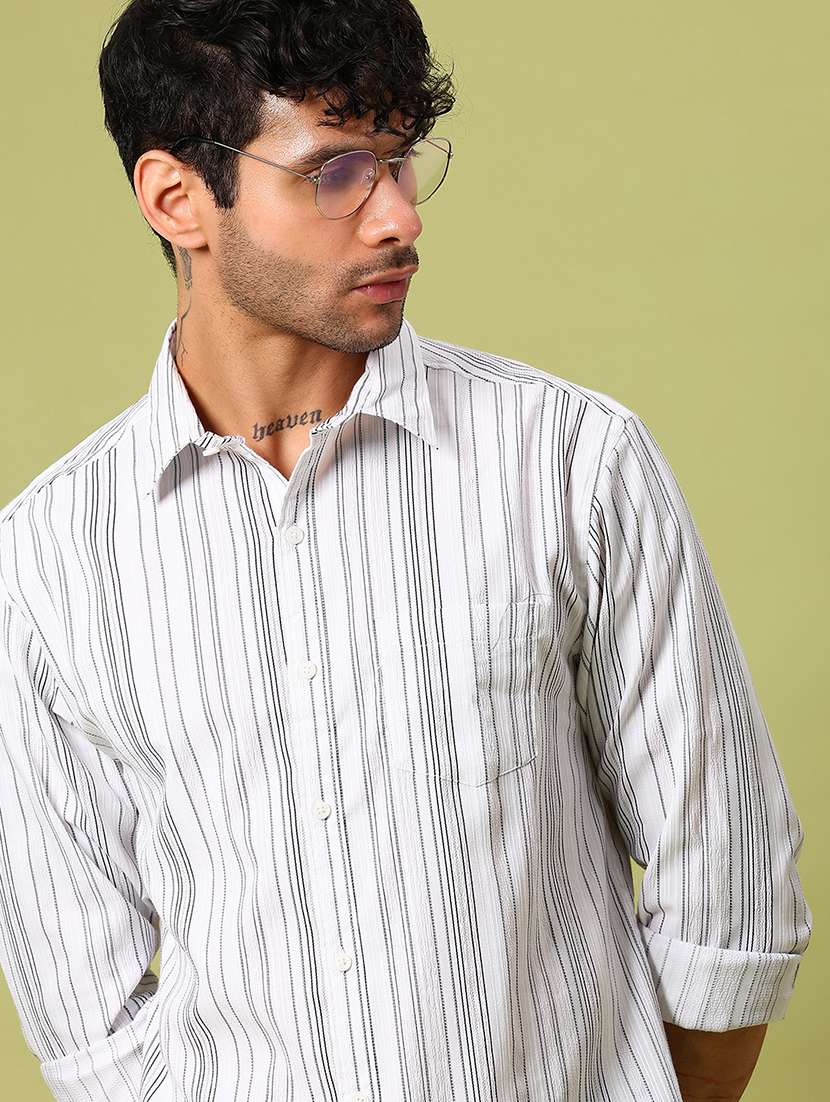 men striped long sleeve regular fit casual shirt - 21951575 -  Zoom Image - 0